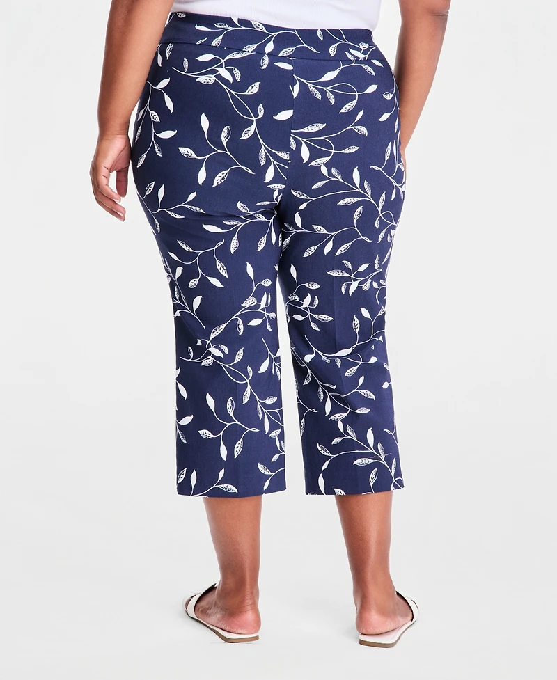 Jm Collection Plus Winding Leaves Rivet Capri Pants, Macy's Exclusive