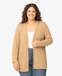 Melissa Paige Plus Jersey Stitch Long Open Front Cardigan, Macy's Exclusive