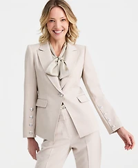 Tahari Asl Women's Twill Peak Lapel One-Button Blazer
