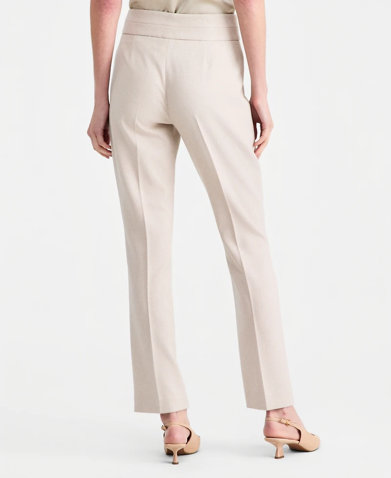 Tahari Asl Women's Twill Flat-Front Straight-Leg Pants