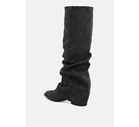 Capella Fold-Over Slouchy Denim Boot