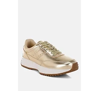 Mujori Metallic Pleather Studded Sneakers