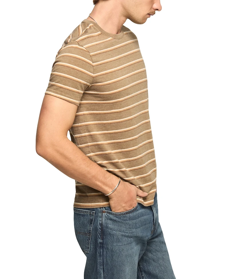 Lucky Brand Men's Venice Burnout Stripe Crew Neck T-Shirt