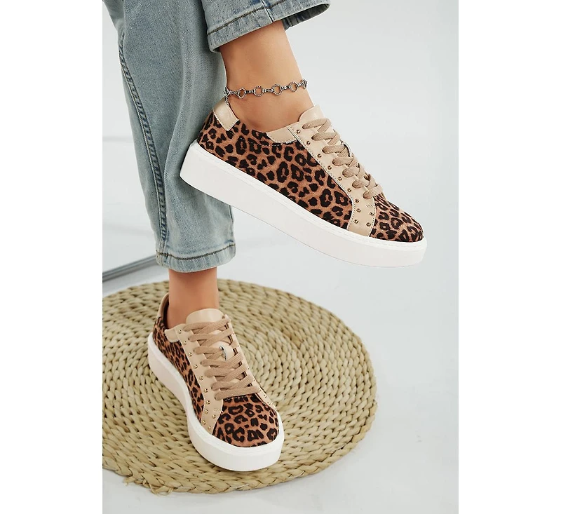 Flippin Studded Leopard Print Chunky Sneakers
