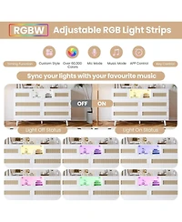 gaomon Rattan 6 Drawer Dresser for Bedroom, Modern Farmhouse Wood Closet Dresser, Compact Chest of Drawers