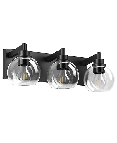 Busdays Bathroom Vanity Light,Modern 3-Light Bathroom Lighting Fixtures Over Mirror with Clear Glass Shade and Metal Base