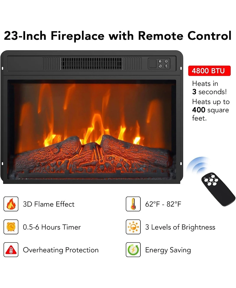 gaomon Electric Fireplace Tv Stand for Tvs Up to 58 in, Farmhouse 23 in Remote Control Fireplace Entertainment Center, Wood