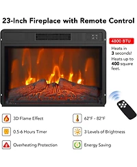 gaomon Electric Fireplace Tv Stand for Tvs Up to 58 in, Farmhouse 23 in Remote Control Fireplace Entertainment Center, Wood