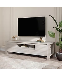 gaomon Tv Stand with Doors and Cabinet, Farmhouse Entertainment Center, for TVs Up to 70"