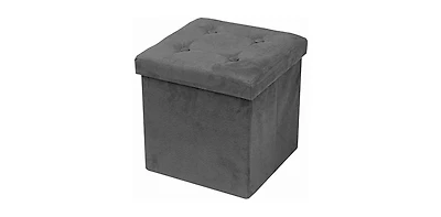 Sorbus Faux Suede Storage Ottoman Cube - Seat & Declutter! Plush cushion, hidden storage, lightweight & portable. Folds flat