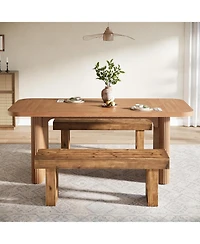 Tribesigns 47" Long Solid Wood Dining Bench, Farmhouse Indoor Narrow Kitchen Table Bench with Sturdy Legs, Rustic Brown (Only Bench)