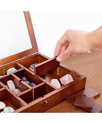 Yigii Adjustable Pine Wood Display Box for Collectibles with 12 Sections