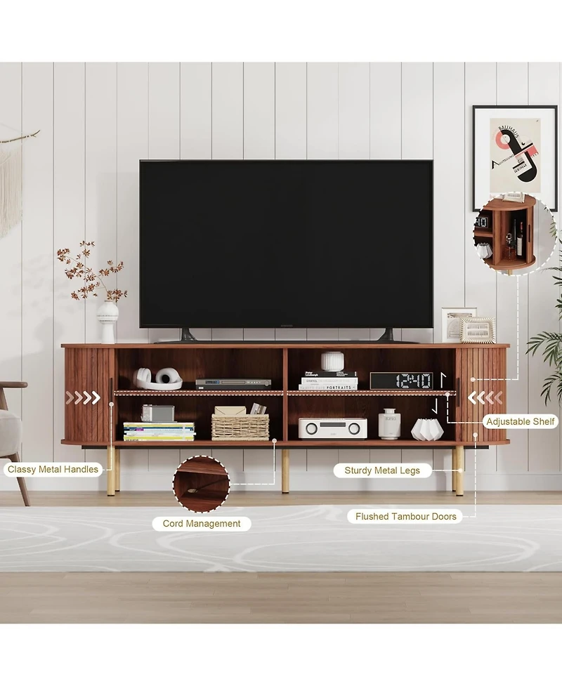 gaomon Tv Stand, Modern Console Table with Storage Compartment and Sliding Door