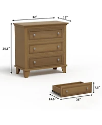 gaomon 3 Drawer Dresser, Wooden Storage Chest of Drawers with Exquisite Metal Handles, Small Cabinet, Modern Design Dresser