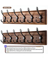 Yigii Wooden Wall Coat Rack with 6 Hooks for Coats, Jackets, Hats