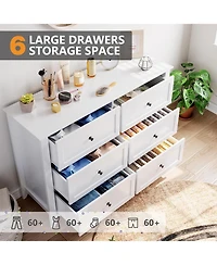 gaomon 6 Drawers Dresser for Bedroom, Farmhouse Wood Dressers Chest of Clothes, Tall Storage Organizer