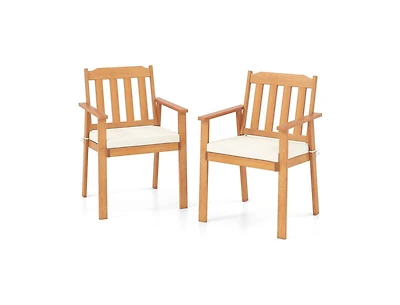 Slickblue 2-Piece Acacia Wood Patio Dining Chairs for Outdoor Use