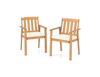 Slickblue 2-Piece Acacia Wood Patio Dining Chairs for Outdoor Use