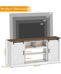 gaomon Farmhouse Tv Stand for Televisions Up to 80 in, Sliding Barn Doors and Storage Cabinets for Living Room