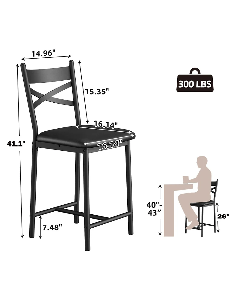 gaomon 26" Counter Height Bar Stools Set of 4, Upholstered Bar Chairs with Back, Thick Cushion, Modern Counter Height Barstools