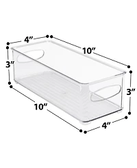 Sorbus 6 Pack Narrow Stackable Clear Storage Bins with Handles- for Kitchen Pantry, Freezer & Fridge Organization