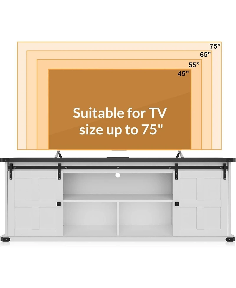 gaomon 70" Farmhouse Tv Stand for 80/75/70 Inch TVs, Entertainment Center Storage Cabinets w/Power Outlets