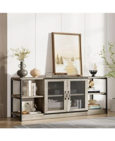 Gaomon Farmhouse Tv Stand For Inches Tvs Entertainment Center With Storage Cabinet Mesh Doors
