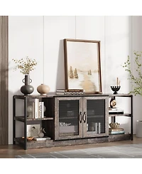 gaomon Farmhouse Tv Stand for inches TVs, Entertainment Center with Storage Cabinet and Mesh Doors
