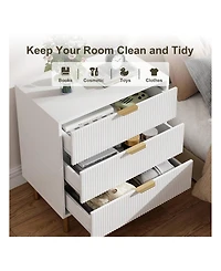 gaomon 3-Drawer Wood Dresser Chest, Large Modern Nightstand Storage Organizer for Bedroom Clothes