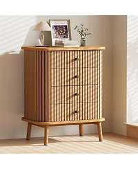 gaomon Fluted 4 Drawers Dresser, Tall Modern Chest of Drawers, Bedroom Dressers with Drawers, Curved Profile Design, Side Table for Living Room