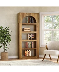 Tribesigns 70.8 Inches Modern Wooden Bookcase, 5-Tier Arched Bookshelf,Open Display Storage Shelf Organizer