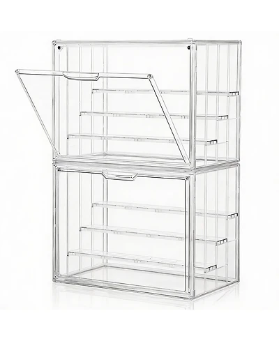 Yigii Clear Acrylic Display Case with 3 Adjustable Dividers for Storage