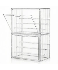 Yigii Clear Acrylic Display Case with 3 Adjustable Dividers for Storage