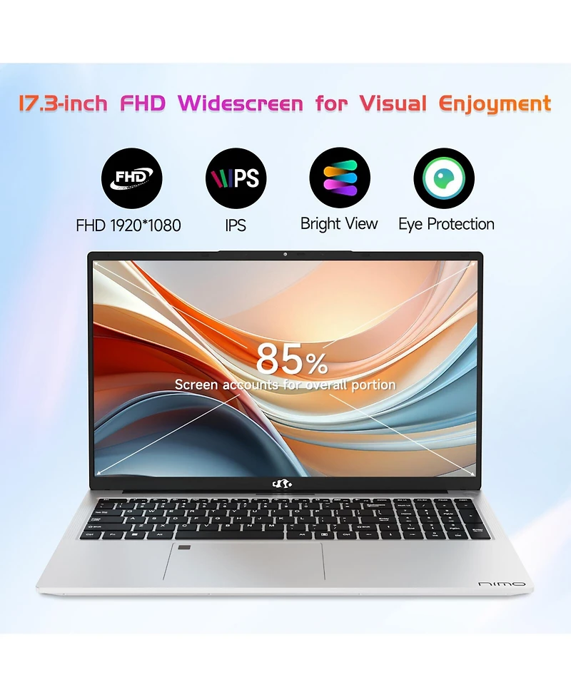 Nimo 17.3" Ips Fhd-Laptop Intel 6 Cores i3-1215U 32GB Ram 512GB Ssd 4.4GHz