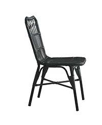 Flynama Set of 2 Grey Outdoor Pe Wicker Patio Dining Chairs Rust Resistant Iron Frame 400lbs Capacity for Backyard Poolside Garden