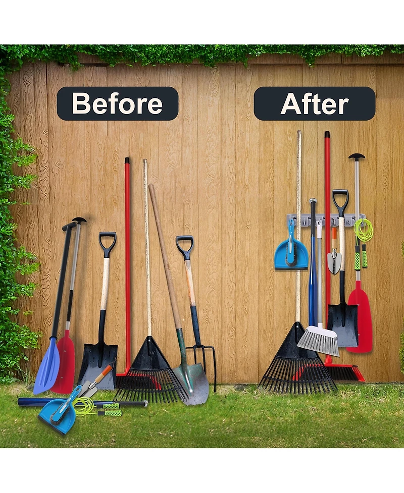 Sorbus 16 Inch Wall-Mounted Garage & Garden Tool Organizer - Holds Up to 11 Items - Ideal for Garage, Shed, Garden