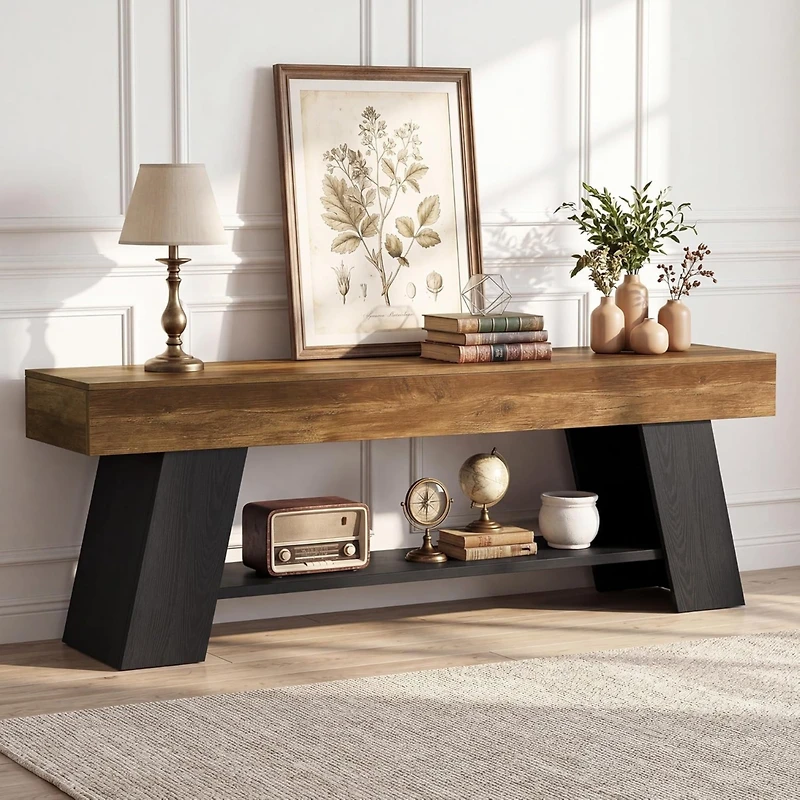Tribesigns 63" Industrial Tv Stand for 55/65/70 Inch TVs, Rustic Wooden Media Console, Farmhouse Entertainment Center