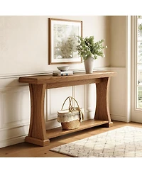 Tribesigns 63” Console Table for Entryway, 2-Tier Entryway Table Behind Sofa Couch with Storage Shelves, Narrow Wooden Entry Tables