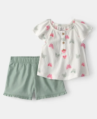 Carter's Baby Girls' Butterfly Top and Shorts, 2-Piece Set