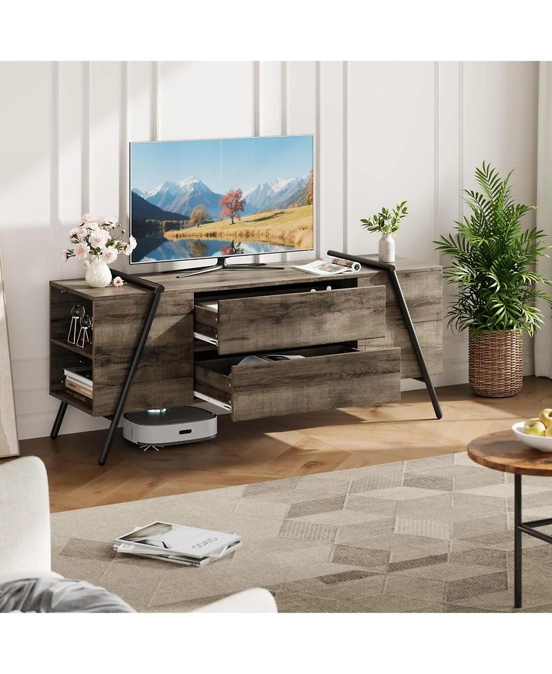 gaomon Tv Stand for 60/55/50/45 Inch Tv, 47" Mid Century Modern Entertainment Center for Living Room, Bedroom