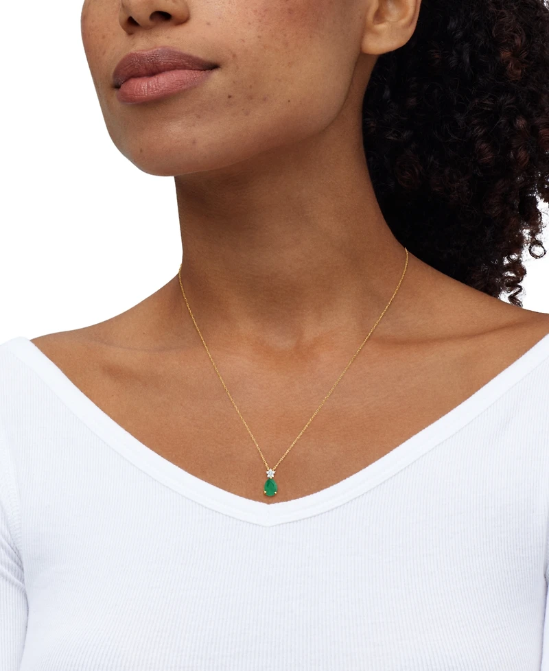Macy's Sapphire (1-1/3 ct. t.w.) & Diamond (1/10 Pendant Necklace 10k Yellow Gold (Also Available Emerald, Ruby)