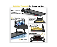 Redliro Foldable Treadmill with Auto Incline, 2.5HP Walking Treadmill for Home, 15% Incline Treadmill with Handles, 300 lbs Capacity