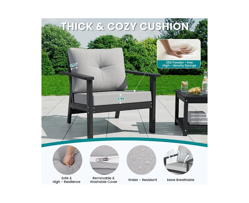 Pamapic 7-Piece Hdpe Patio Conversation Seating Set with Cushions