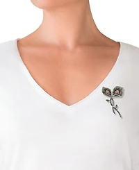 Macy's Marcasite (2.2 ct. t.w.) and Pink Crystal (0.49 ct. t.w.) Brooch in Sterling Silver