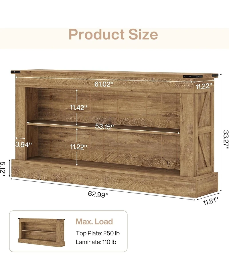 Tribesigns Farmhouse Tv Stand for 70-Inch Tv, 63" Entertainment Center with Storage, Modern Media Console Table