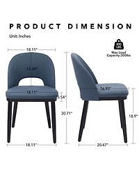 gaomon Set of 2 Modern Fabric Upholstered Dining Chairs, Curved Back Kitchen Side Seating with Solid Wood Legs