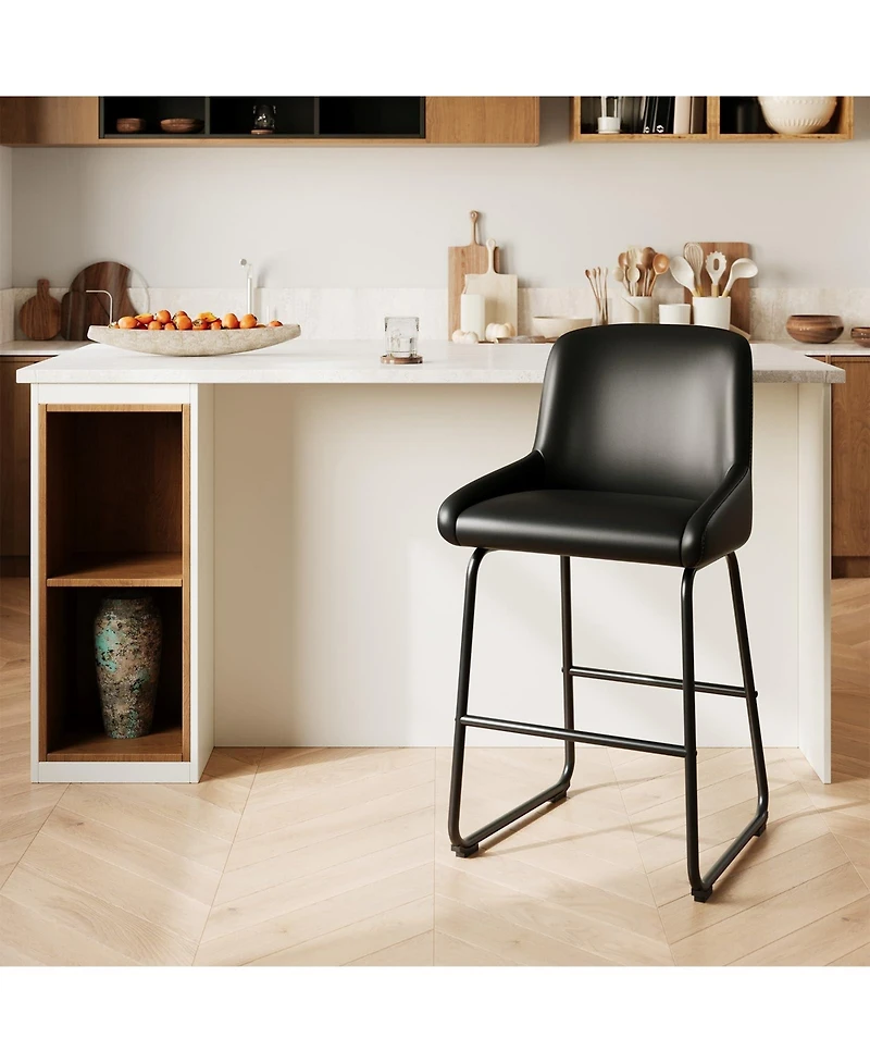 gaomon Home Counter Height Bar Stools Pu Leather Barstools with Back and Footrest Industrial Metal Frame