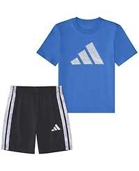 adidas Boys 2T-7 Short-Sleeve T-Shirt and Shorts, 2-Piece Set