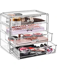 Sorbus 4 Drawer Clear Makeup Organizer and Storage for Cosmetics, Jewelry more Vanity, College Dorm