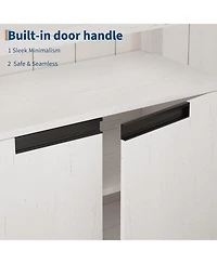 gaomon Farmhouse Tv Stand for Up to 65 Inches, Long Entertainment Center with 4 Door & Open Shelf